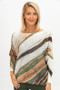 Front of the Multicolor Abstract Wave Print Sweater style 9013 from Look Mode in the color dark olive