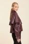 Side of the Faux Leather Cape Jacket style 497 from Dolce Cabo in the color burgundy