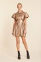 Front of the Faux Leather Zip Bubble Dress style 75887 from Dolce Cabo in the color bronze