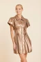Front of the Faux Leather Zip Bubble Dress style 75887 from Dolce Cabo in the color bronze