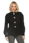 Front of the Crystal Button Blouse style Z13641 from AZI Jeans in the color black