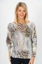 Front of the Chain Animal Print Batwing Sweater style 0410LS from Look Mode in the color black