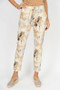 Front of the Newspaper Print Jeggings style 20977 from Look Mode in the colors black and tan