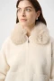 Close up of the Detachable Faux Fur Collar Jacket style 264920 from Joseph Ribkoff in the color birch