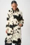Front of the Faux Fur Cow Print Coat style 264944 from Joseph Ribkoff in the Winter White/Brown/Black print
