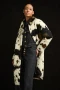 Front of the Faux Fur Cow Print Coat style 264944 from Joseph Ribkoff in the Winter White/Brown/Black print