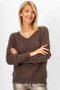 Front of the Long Sleeve Fluffy Knit Sweater style 237 from Look Mode in the color brown