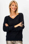 Front of the Long Sleeve Fluffy Knit Sweater style 237 from Look Mode in the color black