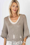 Front of the Oversized Cropped Knit Sweater style 72794 from Look Mode in the color cinnamon