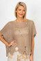 Front of the Wavy Hole Sweater style 72998 from Look Mode in the color taupe