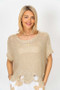 Front of the Wavy Hole Sweater style 72998 from Look Mode in the color gold