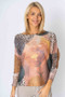 Front of the Flower Animal Print Sweater style 0915 from Look Mode in the color camel