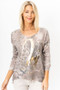 Front of the Cheetah Print Day Sweater style 1914D from Look Mode in the color taupe