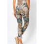 Back of the Leaf Print Jeggings style 21217 from Look Mode in the color taupe