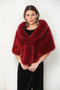 Front of the Faux Fur Collared Wrap Stole style 6895-CGK from Paparazzi in the color burgundy
