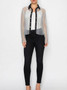 Front of the Sparkly Mesh Denim Shirt Jacket style 4985 from Origami in the color black