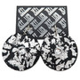 Front of the Crackle Black & Silver Pendant Earrings SKU 31900 from Jeff Lieb