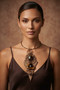 Front of the Bronze Textured Stone Twist Wire Necklace SKU 31924 from Jeff Lieb