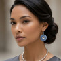 Front of the Blingy Blue Round Pendant Earrings SKU 31938 from Jeff Lieb