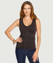 Front of the Ruched V-Neck Seamless Top style 1255 from Last Tango in the color chocolate