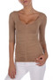 Front of the V-Neck Center Ruched 3/4 Sleeved Top style 1315 from Last Tango in the color latte