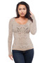Front of the Long Sleeve Mesh Seamless Top style 1556 from Last Tango in the color natural