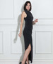 Side of the Glitter Side Gathered Maxi Dress style MS1911-284 from Last Tango in the color black
