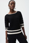 Front of the Striped Blouse from Joseph Ribkoff in the colors black and moon