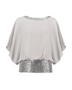 Front of the Sequins Embellished Chiffon Top from Joseph Ribkoff in the colors pearl and silver
