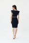 Back of the Flutter Sleeve Dress from Joseph Ribkoff in the colors midnight blue and vanilla