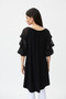 Back of the Hi-Low Ruffle Sleeve Blouse from Joseph Ribkoff in the color black