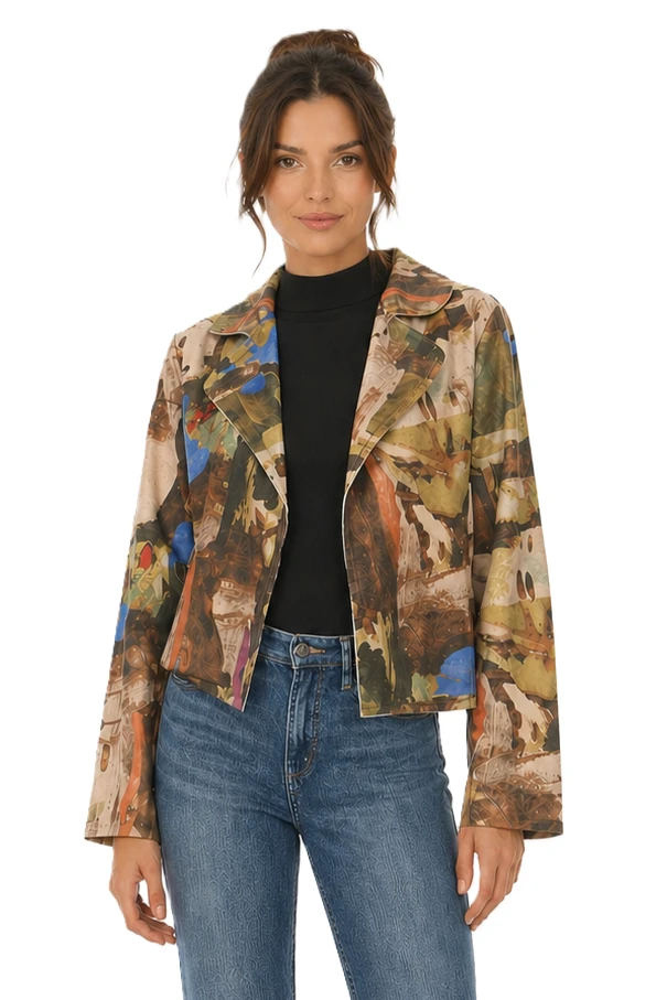 Frank Lyman Animal Print Moto Jacket