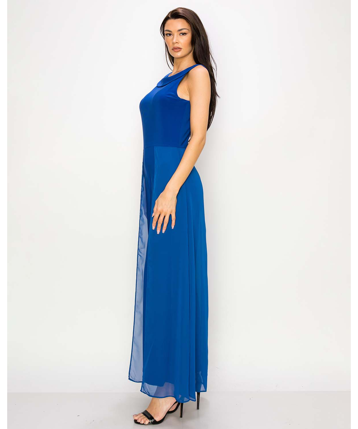 Wide Neck Chiffon Jumpsuit - Vita Boutique
