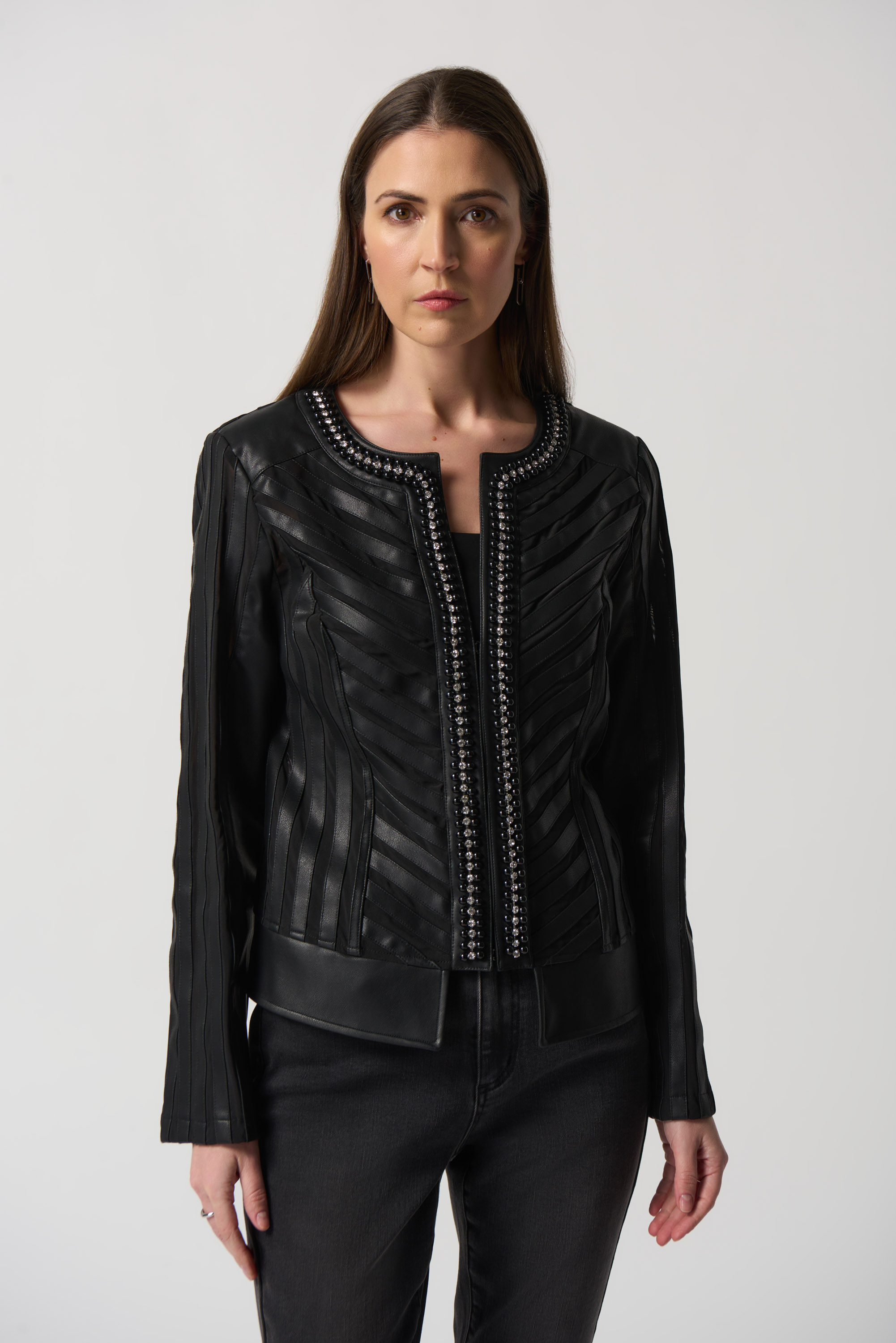 Faux-Leather and Mesh Jacket - Vita Boutique