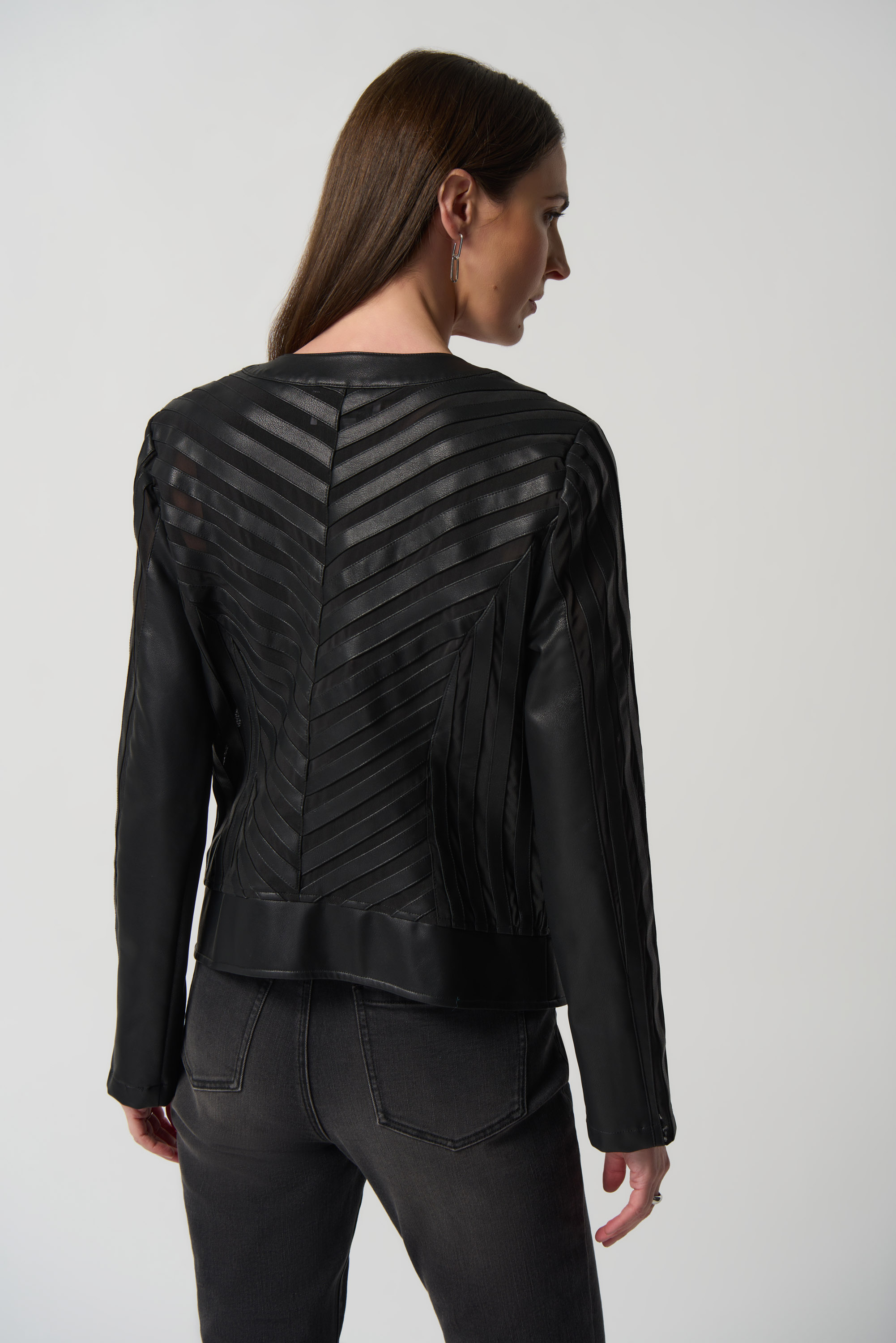 Joseph Ribkoff - Button Detail Vegan Leather Jacket