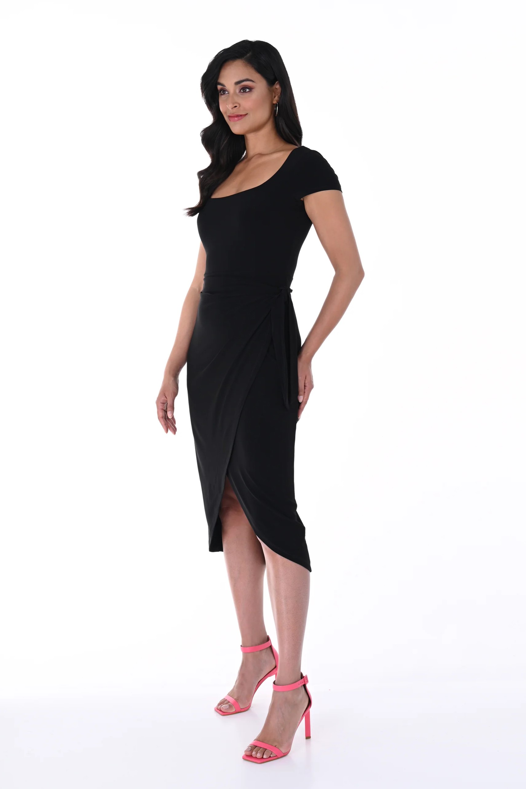 knee length dresses for ladies Knit Wrap Midi Dress