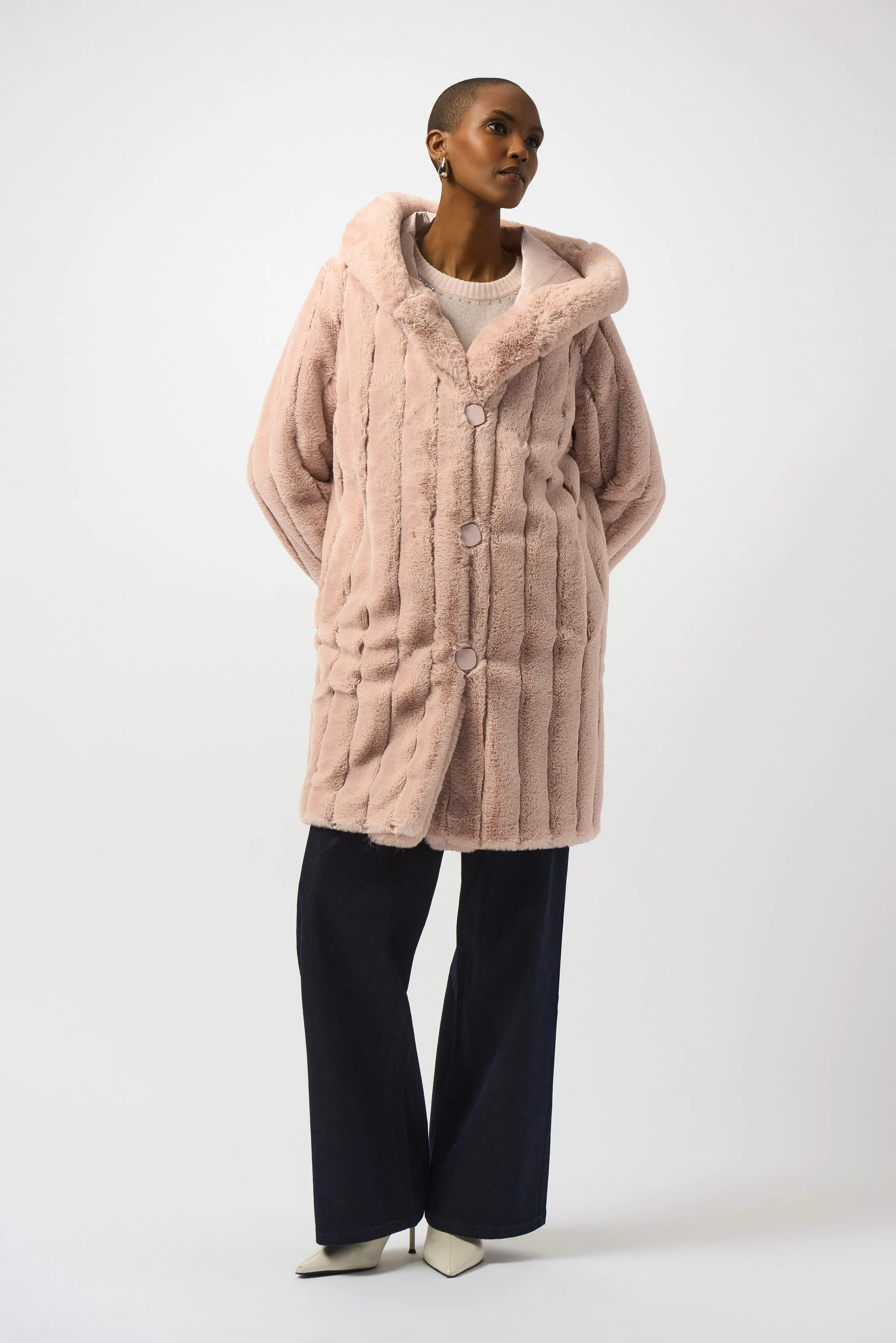 Faux Fur Reversible Hooded Coat - Vita Boutique