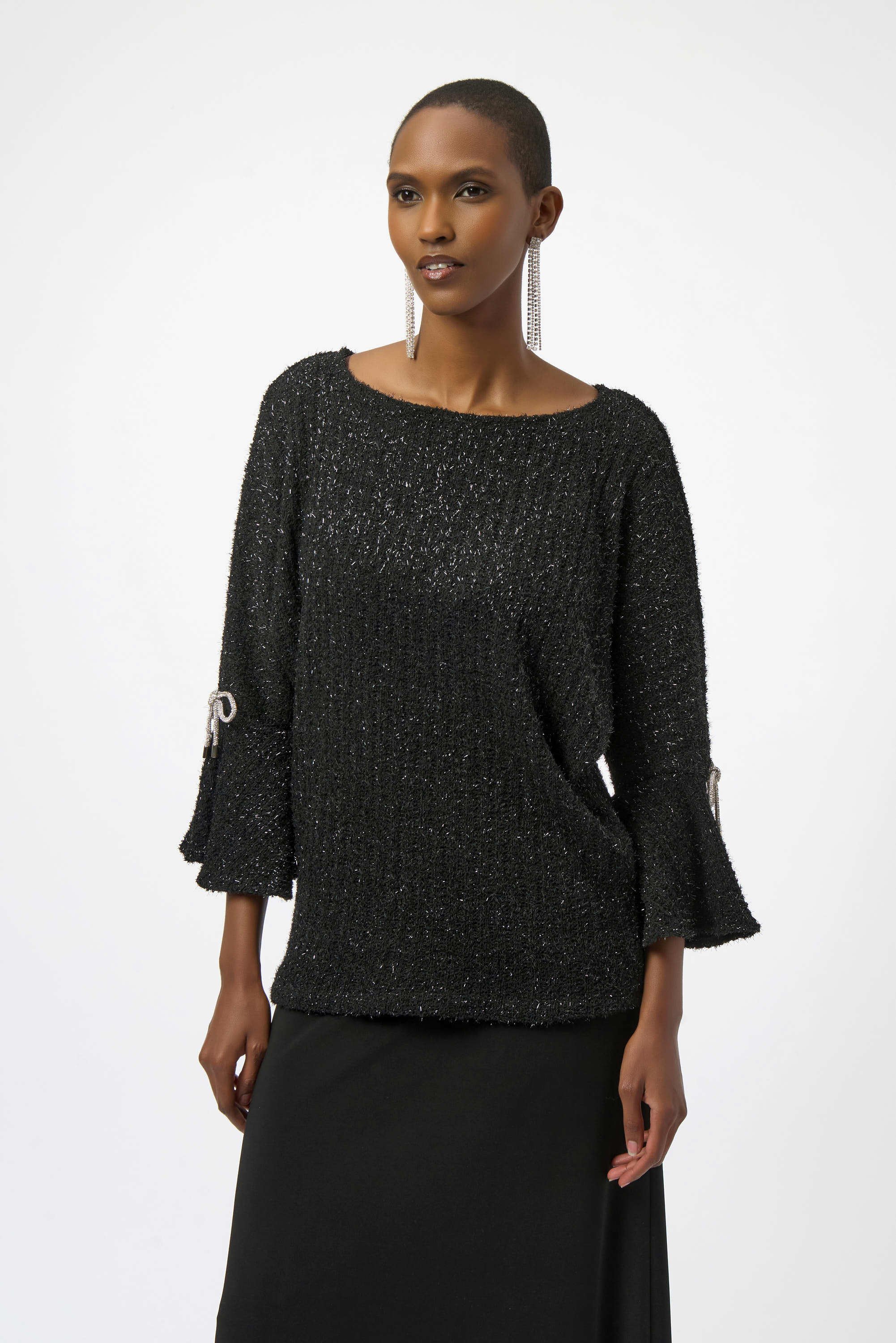 Fuzzy Metallic Knit Boxy Top - Vita Boutique
