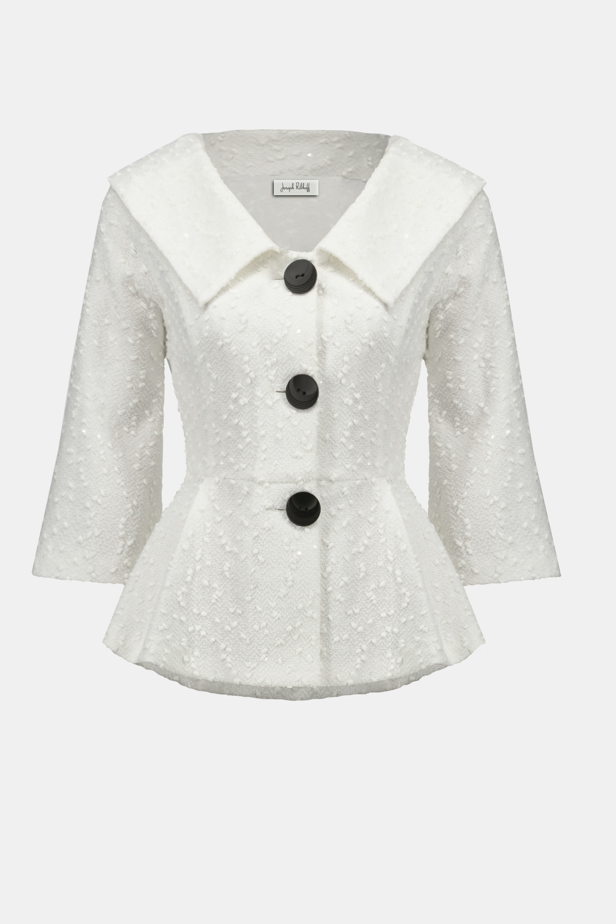 Sequined Bouclé Knit Peplum Jacket - Vita Boutique