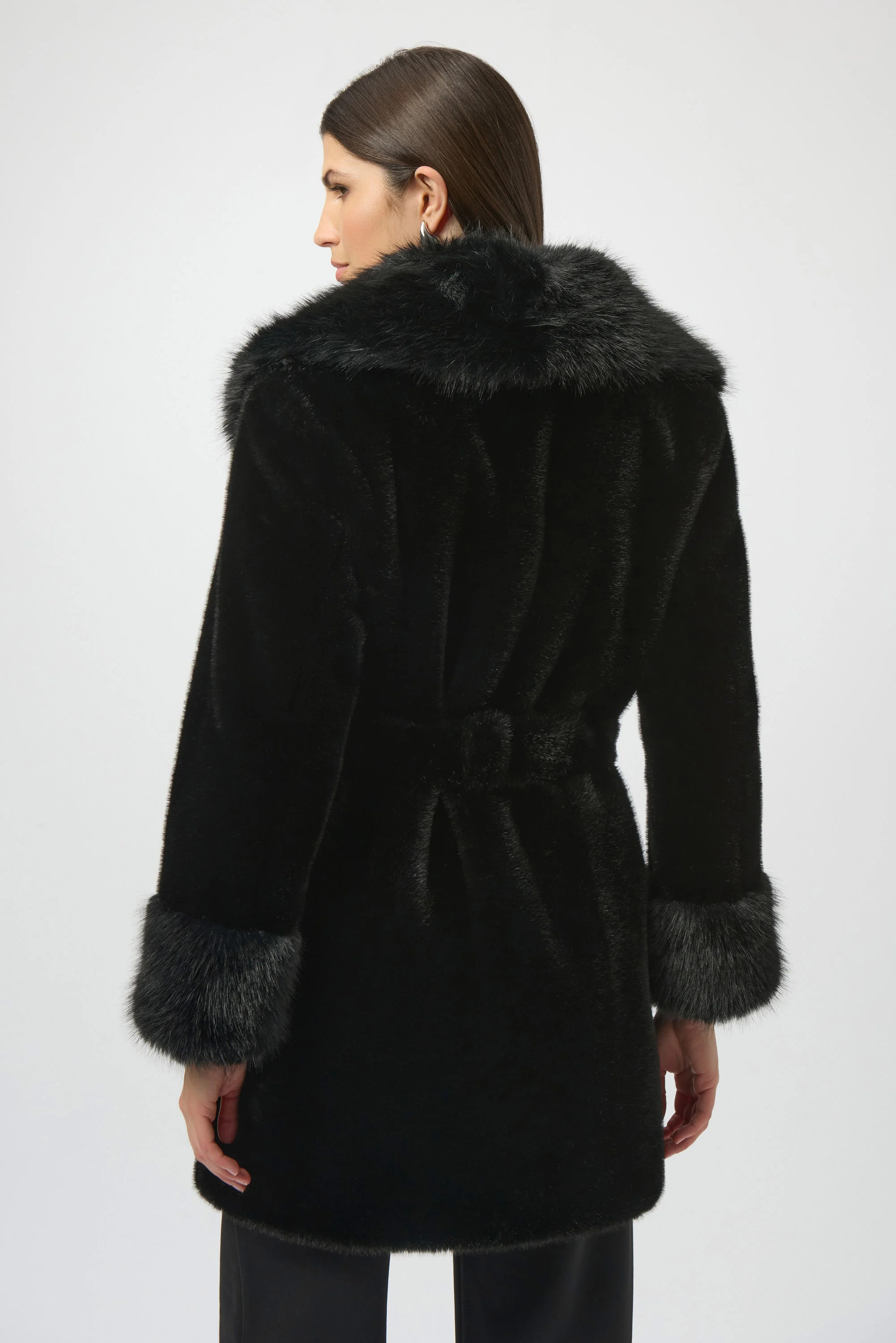 Faux Fur Shawl Collar Fitted Coat - Vita Boutique