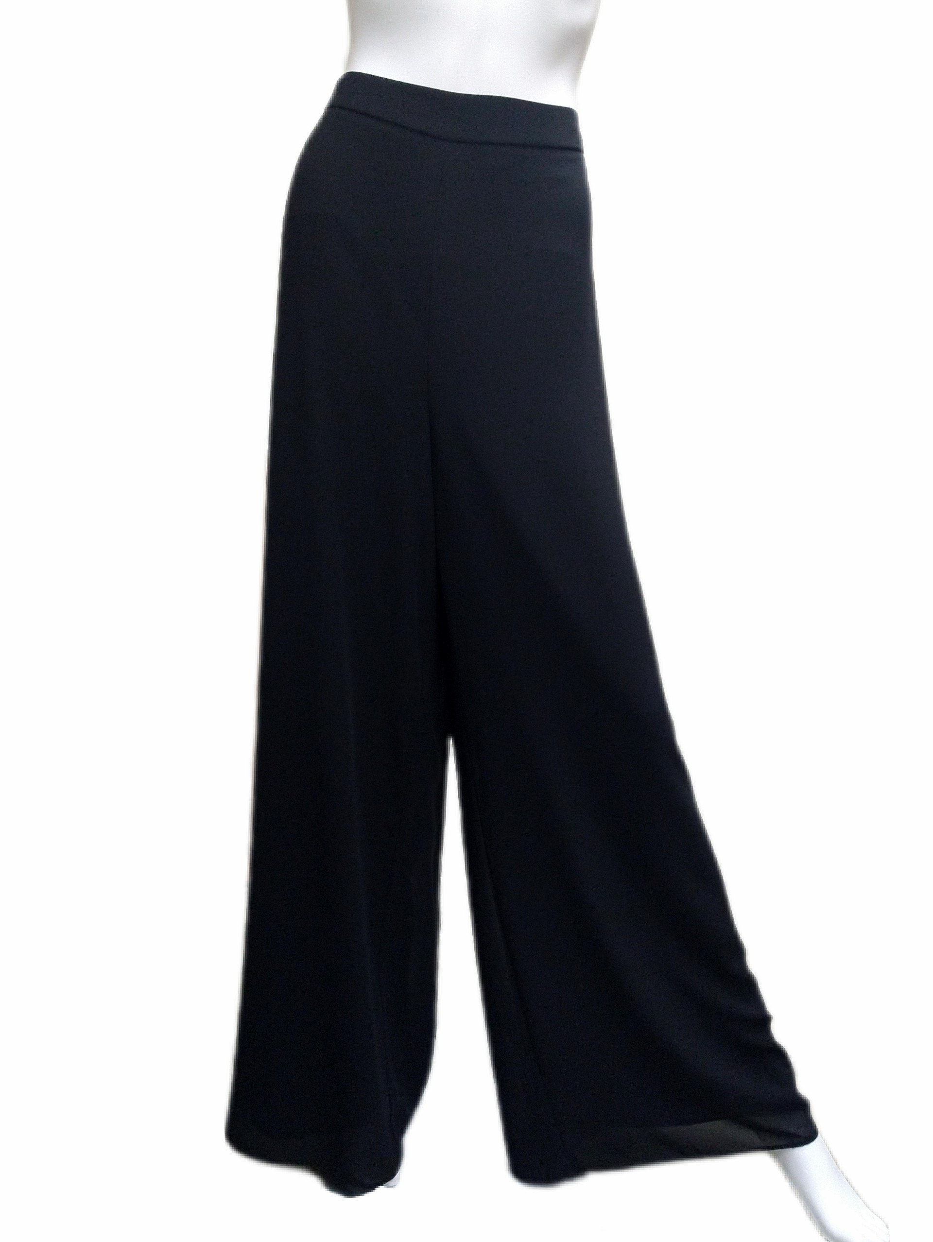 Joseph Ribkoff Womens Black Belted High Rise Crop Wide Leg Pants