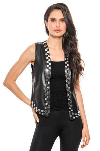 Studded Pleather Vest - Vita Boutique