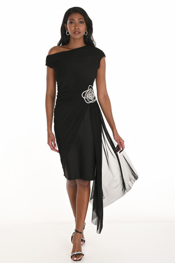 Chiffon Off-The-Shoulder Long Sleeves Dresses with Slit Stormy
