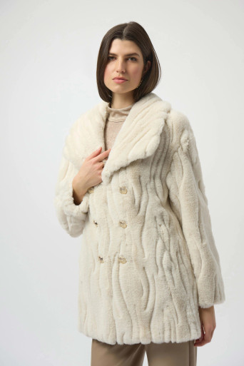 Textured Faux Fur Shawl Collar Coat - Vita Boutique