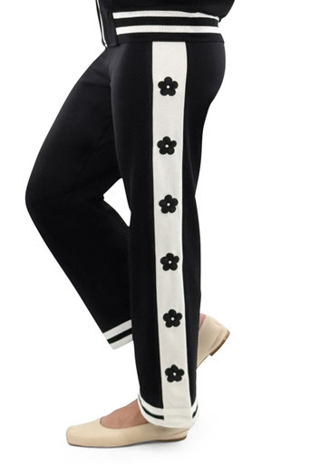 Flower Side Stripe Pants - Vita Boutique