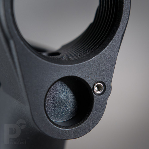 Threaded set screw for rear takedown spring and detent. Threaded set screw for rear takedown spring and detent.