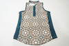 Greyson Prismatic Sleeveless Vest Mock Neck Top Polo Womens Small Sand 757B