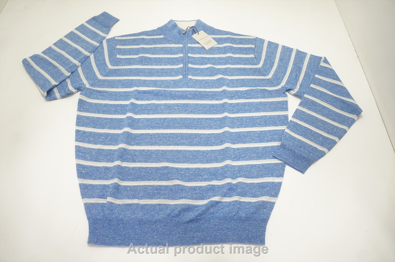 Peter Millar Long Bay Mens Medium MARITIME 1/4 Zip Sweater 790A