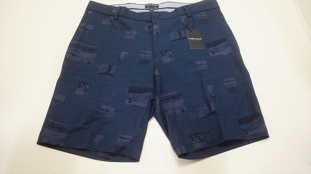Peter Millar Golf Print Shorts Mens Size W34/L NAV Regular 982F
