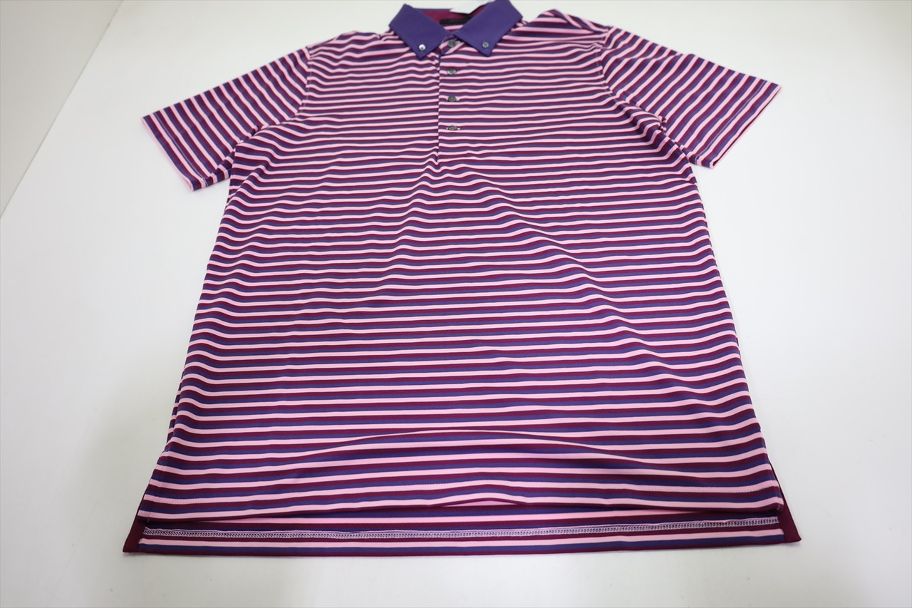人気のボーダー　GREYSON グレイソン　ARENAL POLO 表記M Mens Arenal Short Sleeve Polo - Performance Striped Polo with Knit